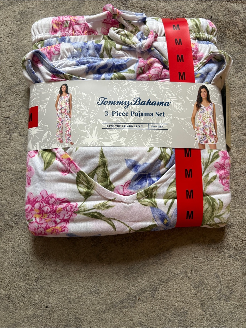 Tommy Bahama Floral 3-Piece Pajama Set in Pink, Blue & Green